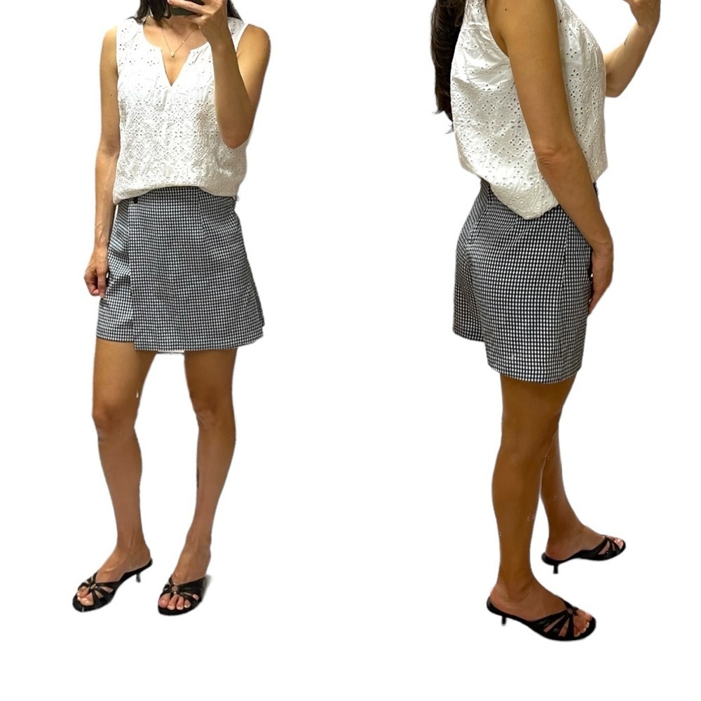 Skort skirt with shorts size 3 gingham vichy print blue white